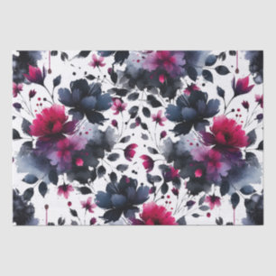 Papel De Seda Casamento com Floral em Aquarela Rosa e Azul Magen
