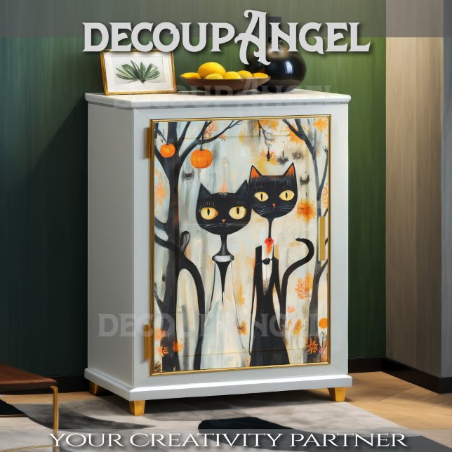 Papel De Seda Casamento com Gatos Negros Modernos (Criador carregado)