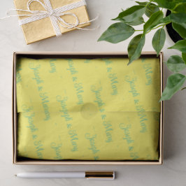 Papel De Seda Casamento com Letra de Limão Fresco Amarelo & Hort