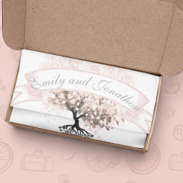 Papel De Seda Casamento da Árvore de Folha de Coração Rosa