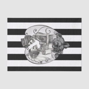 Papel De Seda Casamento Dança Casal Amor Esqueleto Listrado