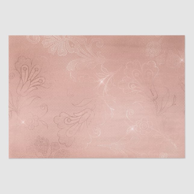 Papel De Seda Casamento de cadarço Dourado com Rosa de chic (Frente )