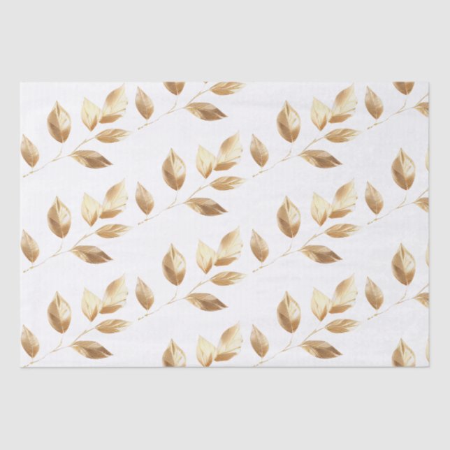 Papel De Seda Casamento de Chic Dourado Leaves (Frente )