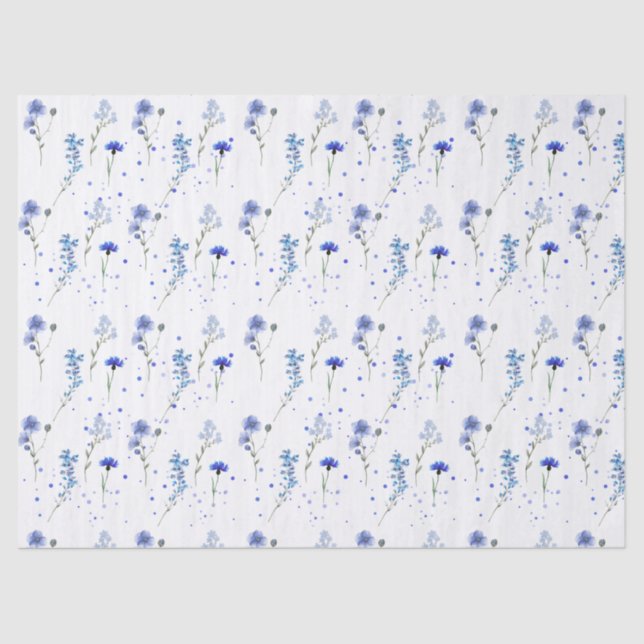 Papel De Seda Casamento de flor selvagem azul-água (Frente )