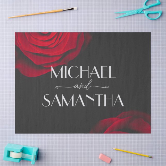 Papel De Seda Casamento de flores de pétalas de rosa vermelha vi (Arte )