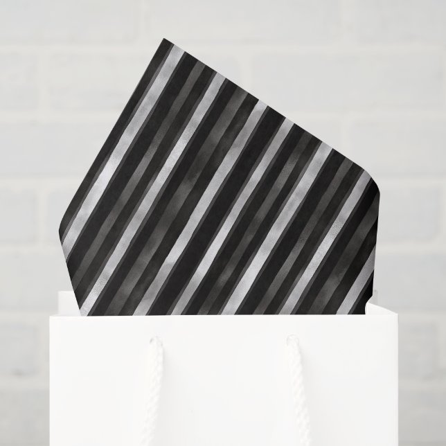 Papel De Seda Casamento de Listras Preto Prata (Sacola de presentes)
