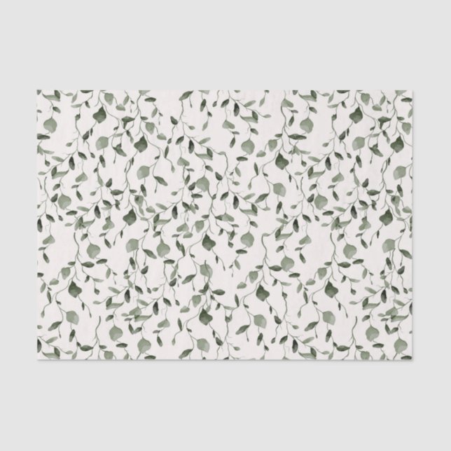 Papel De Seda Casamento de Padrão Botânico de Aquarela (Frente )