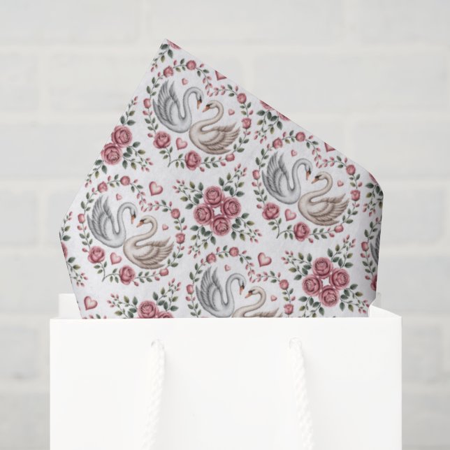 Papel De Seda Casamento de pássaros de amor em azulejos fofos (Sacola de presentes)