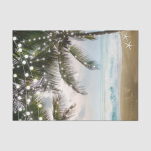 Papel De Seda Casamento de Praia Tropical com Palmeiras e Luzes