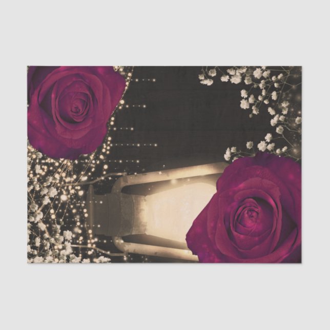 Papel De Seda Casamento de Rosas de Magenta Berry - Lanterna Rús (Frente )