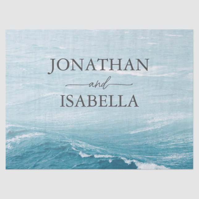 Papel De Seda Casamento de verão pelo mar azul ondulado, ombre o (Frente )