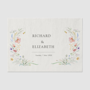 Papel De Seda Casamento Elegante Mínimo de Flor Selvagem Moderna