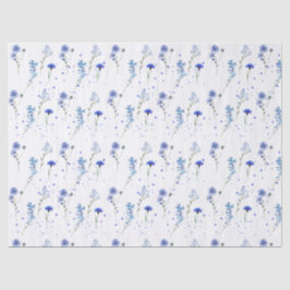 Papel De Seda Casamento Flor Silvestre Azul Água 