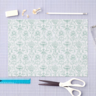 Papel De Seda Casamento Floral Branco Menta Chic