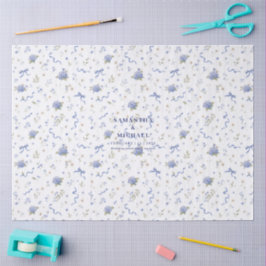 Papel De Seda Casamento Floral com Padrão de Flores Lindas Azul