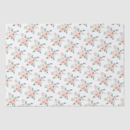Papel De Seda Casamento Floral de Aquarela Branca Pêssego