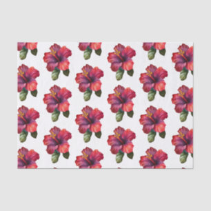 Papel De Seda Casamento Floral de Hibisco Tropical Vermelho
