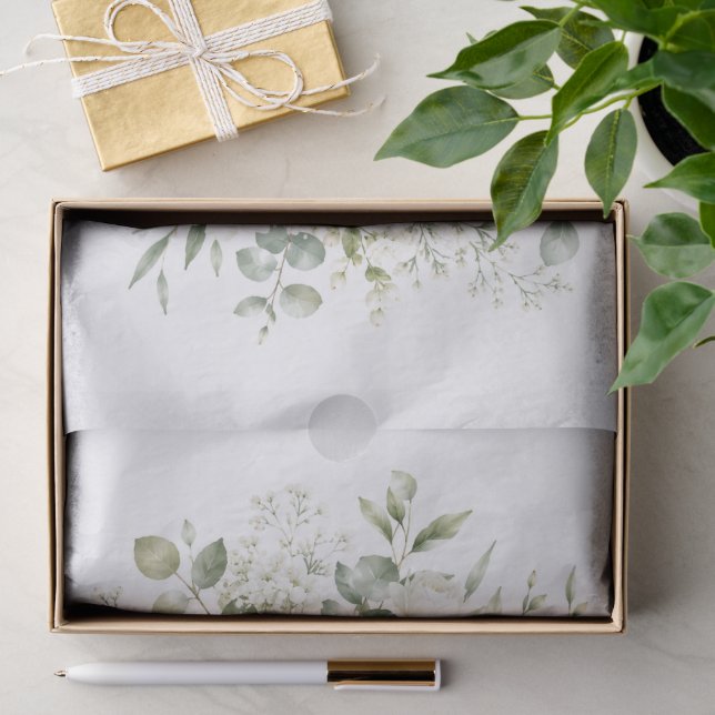 Papel De Seda Casamento Floral de Marfim Elegante (Presente)