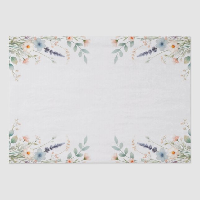 Papel De Seda Casamento Floral de Primavera com Aquarela (Frente )