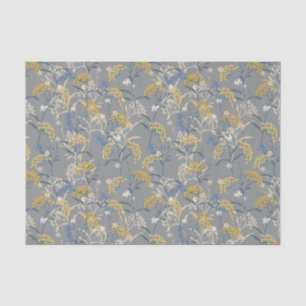 Papel De Seda Casamento floral do amarelo & dos azuis marinhos