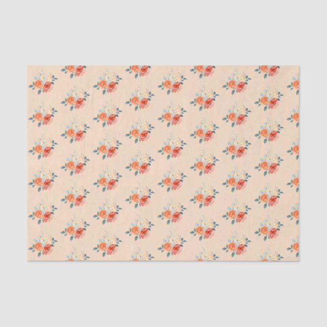 Papel De Seda Casamento Floral Dourado Elegante (Frente )