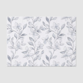 Papel De Seda Casamento Floral Prata Chic Branco