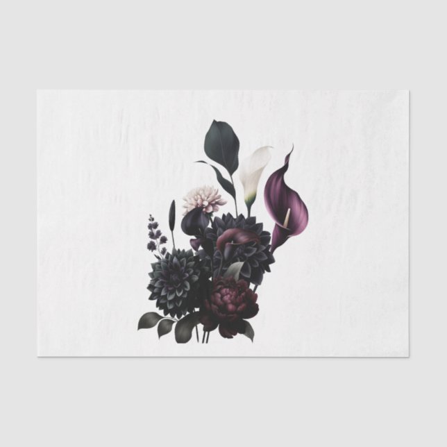 Papel De Seda Casamento Floral Romântico Sombrio (Frente )