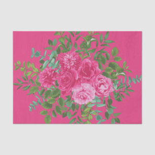 Papel De Seda Casamento Floral Rosa Brilhante