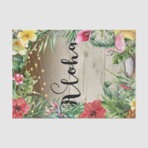 Papel De Seda Casamento Folhas Florais de Madeira Tropical Aloha