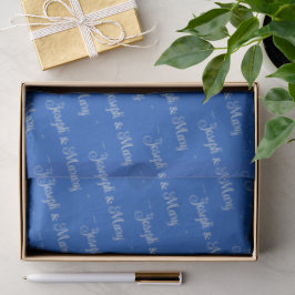 Papel De Seda Casamento Luxuoso com Azul Safira e Letra Perolada