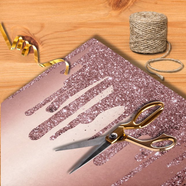 Papel De Seda Casamento Moderno com Glitter Dourado Rosa (Criador carregado)