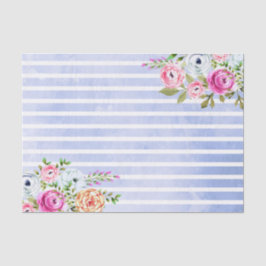 Papel De Seda Casamento Moderno de Rosas em Aquarela com Listras