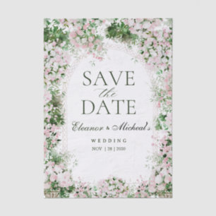 Papel De Seda Casamento no Jardim com Arco Floral Rosa Romântico