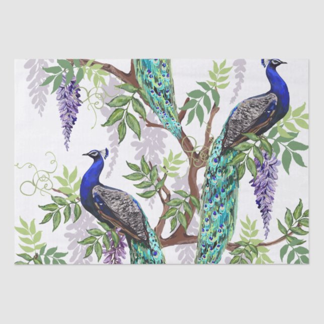 Papel De Seda Casamento Peacock 15"x"20" (Frente )