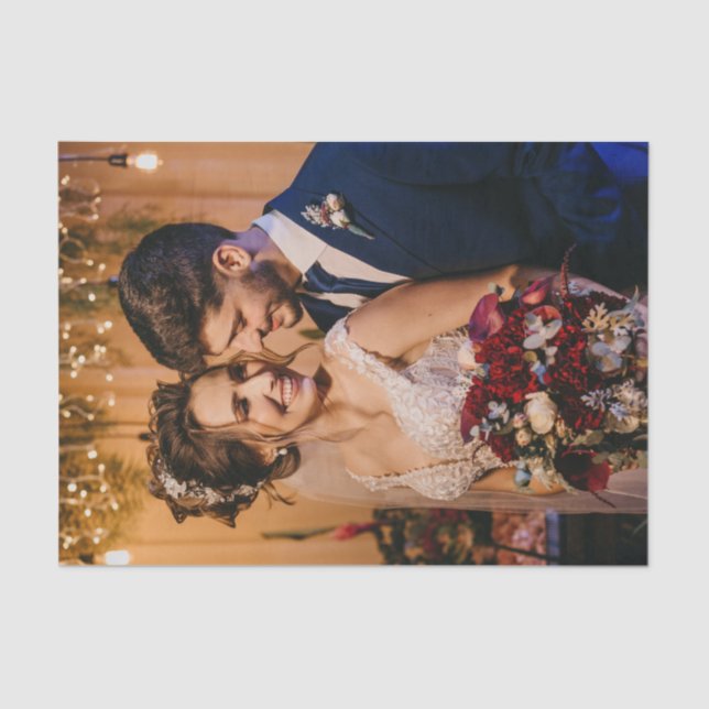 Papel De Seda Casamento Personalizado Adicione Sua Própria Foto  (Frente )