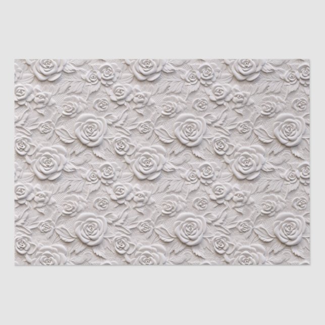 Papel De Seda Casamento Romântico de Rosas Brancas Faux Couro (Frente )