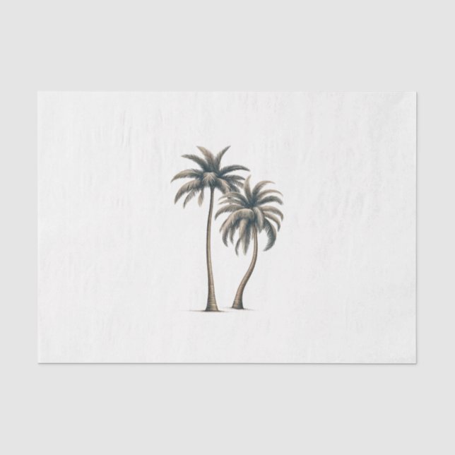 Papel De Seda Casamento Rústico Tropical de Palmeiras na Costa (Frente )