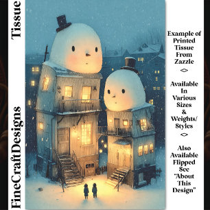 Papel De Seda Casas com Boneco de Neve Caprichoso Decoupage DX1L