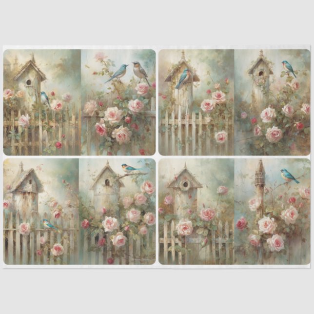 Papel De Seda Casas de aves primavera (Frente )