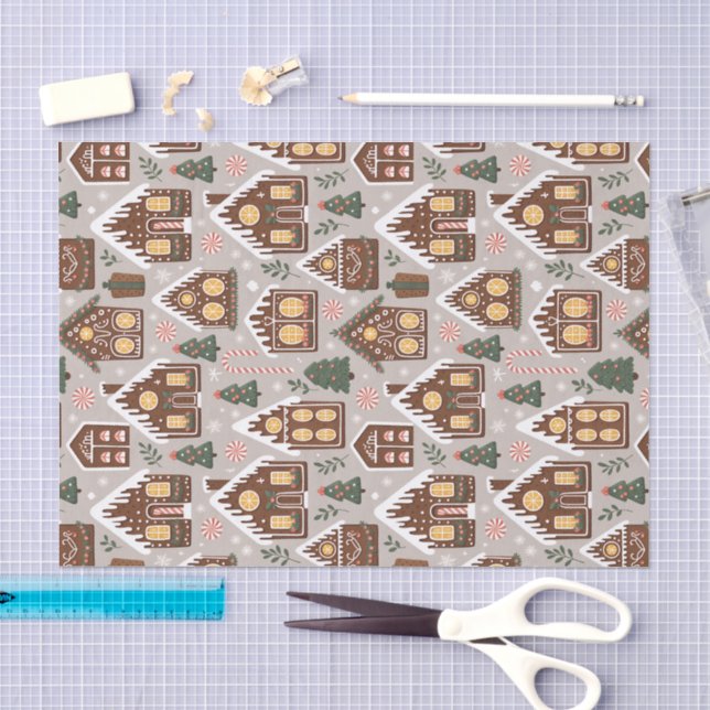 Papel De Seda Casas de Biscoito de Natal Padrão de Férias (Arte )