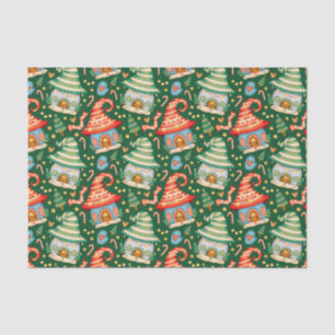 Papel De Seda Casas de Gnomo e Canes Doces de Natal Bonitos