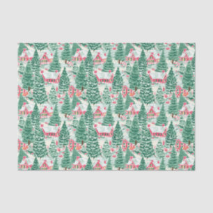 Papel De Seda Casas de inverno de 2010, Red e Green Preppy
