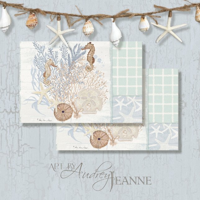 Papel De Seda Casca costeira Decor Starfish Seacavalo Madeira de (Criador carregado)