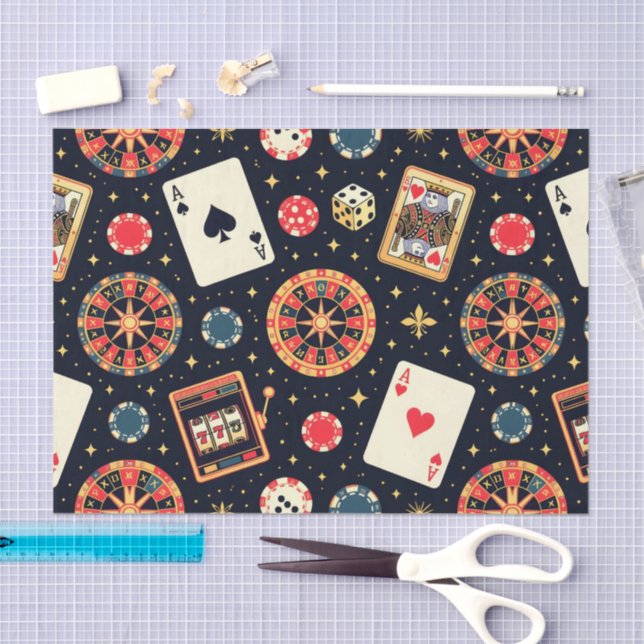 Papel De Seda Casino pattern theme on black (Arte )