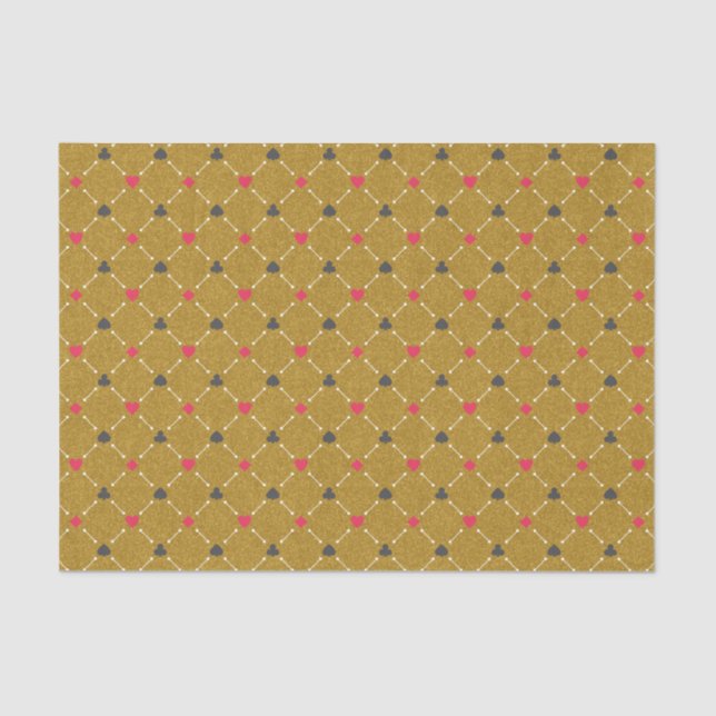 Papel De Seda Casino Vermelho, Dourado Traje de pôquer preto (Frente )