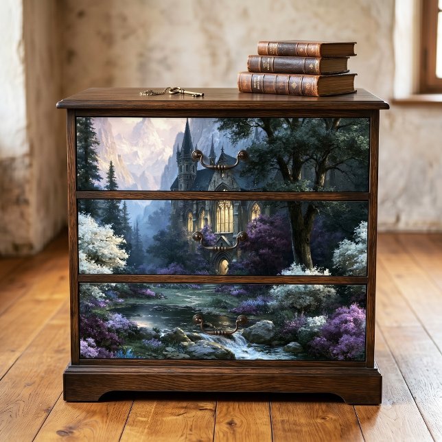 Papel De Seda Castelo de Fantasia Gótica de Corrente Rochosa Dec (Criador carregado)