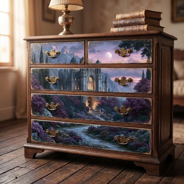 Papel De Seda Castelo de Fantasia Gótica de Lua Cheia Decoupage (Criador carregado)