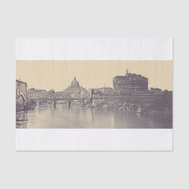 Papel De Seda Castelo do Anjo e cúpula do Vaticano (Frente )