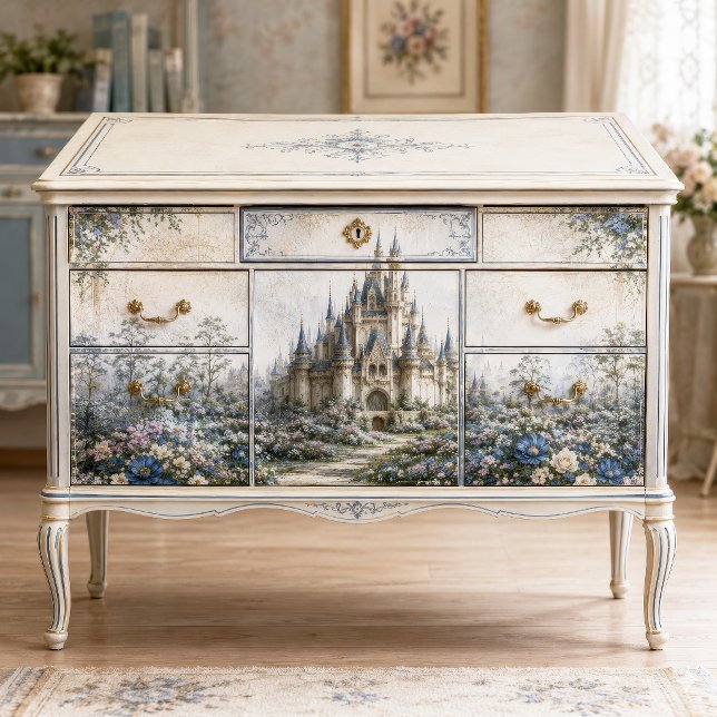 Papel De Seda Castelo do Jardim Pastel em Decoupage (Criador carregado)