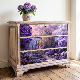 Papel De Seda Castelo Épico de Fantasia Gótica Flor de Púrpura